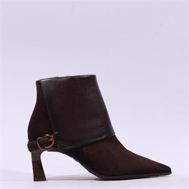 Hispanitas Paris Turn Up Heel Ankle Boot - Brown Suede